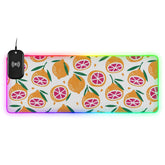Citrus Lemon Wireless Charging Mouse Pad for Mobile Phone Extra Large Gaming Mousepad with 13 Lighting Modes Keyboard Mat for Gaming MacBook PC Laptop Desk Home Office